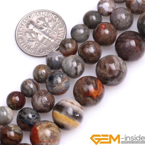 6mm 8mm 10mm Round Natural Gray Morocco Red Lace Agates Beads Natural Stone Beads DIY Loose Beads for Jewelry Making Strand 15"
