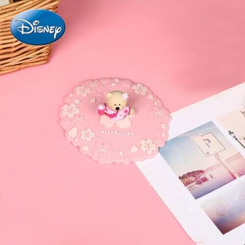 Disney Cartoon Water Cup Sakura Cup Lid Coaster Universal Cute Girl Heart Sakura Stirring Stick