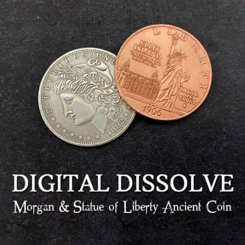 Digital Dissolve (Morgan & Statue of Liberty Ancient Coin) Magic Tricks Close Up Appearing Vanishing Coin Gimmick Coin Transfer