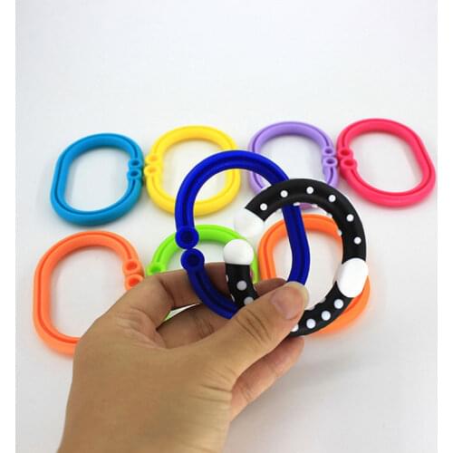 9Pcs Baby Teether Toys Kids Colorful Rattle Rainbow Rings Crib Bed Stroller Hanging Early Educational Toys Mobile Phone Straps