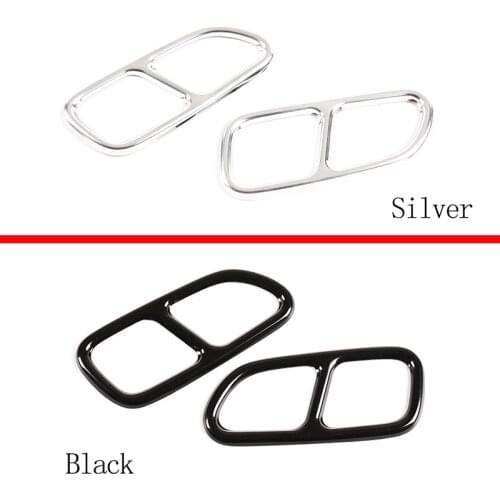 For Mercedes Benz SLK 09-15 Stainless Silver/Black Car Tail Throat Decor Frame Exhaust Pipe Trim Covers Stickers Car Accessories