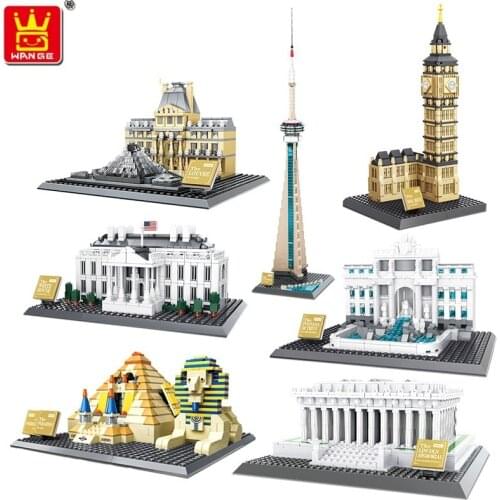 Wange Blocks World Architecture Building Blocks Trevi Fountain Model Pyramid Educational Toys For Children Gifts 4210-4216