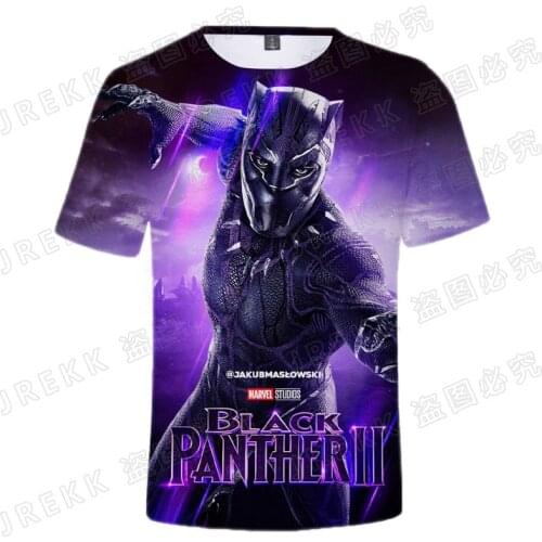 2021 Cool Marvel Movie Black Panther T shirt Men Women Children Summer Casual Streetwear Boy Girl Kids 3D Print T-shirt Tops Tee