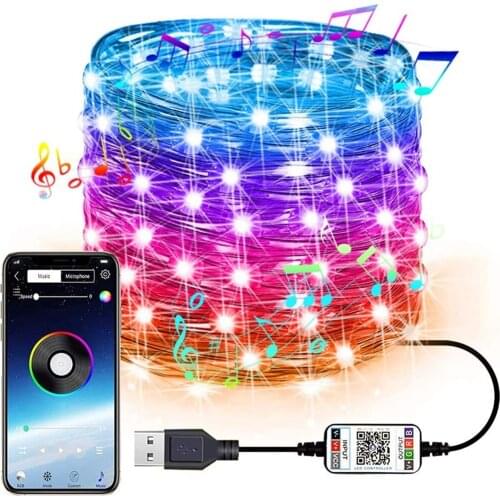 USB 20m 200leds Multicolor String Light and App Control Bluetooth-compatible for Christmas lamp Wreath Tree Fairy Lighting