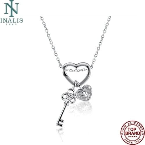 INALIS Heart Lock Pendant Necklaces For Women Romantic Shugo Chara Copper Female Necklace Anniversary Fashion Jewelry Hot Sale