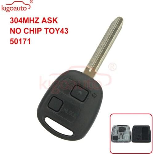 Kigoauto Denso( not Valeo) Remote key fob 2 button TOY43 blade for Toyota Land Cruiser FJ Cruiser 304mhz ASK no chip 1998-2011