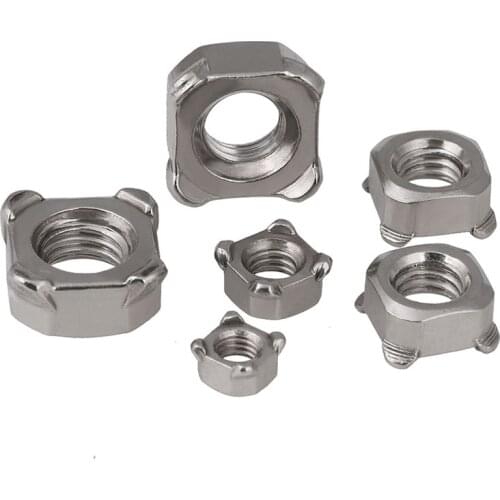 304 Stainless Steel Square Welding Nut Square Spot Welding Nut GB13680/DIN928 M4 M5 M6 M8 M10 1-5 Pcs