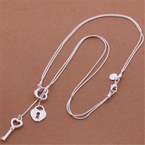 Cute Necklace Silver plated women charms Pendant hot Key Jewelry Fashion pretty