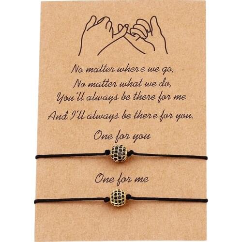 2 PCS/Set Fashion Zircon Beads Charm Bracelets 18K Gold Plated Charms Chain Bracelet Sets for Women Couple Quality Jewelry Gifts