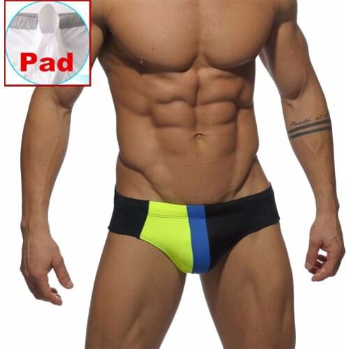 Men 's Sexy Splice Pad Swimsuit Swimwear Quick Dry Swim Briefs Bikini Surf Trunks Shorts Bathing Suit Beach Boardshorts