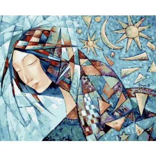 Blue Sleeping Girl Figure DIY Painting By Numbers Wall Art Picture Acrylic Painting For Home Decoration Drop Shipping 60x75cm