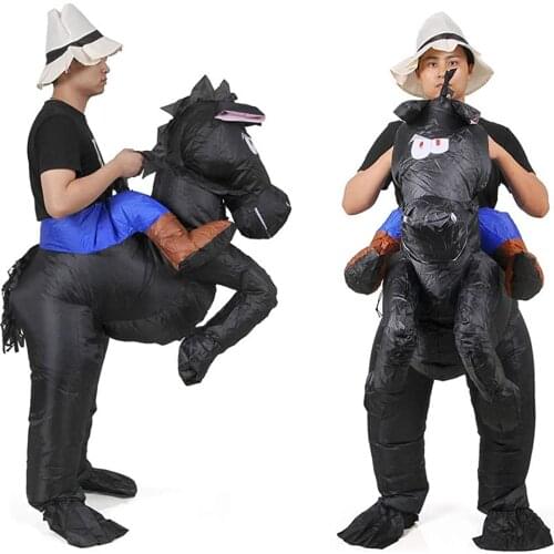 Animal World Dark Horse Inflatable Costume Halloween Costumes Carnival Party for Adult Ride Horse Costume
