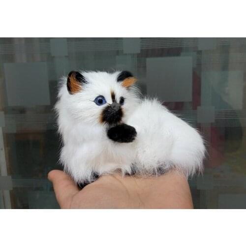 New simulation cat toy resin&fur naughty black mouth cat doll gift about 11x9cm 1204