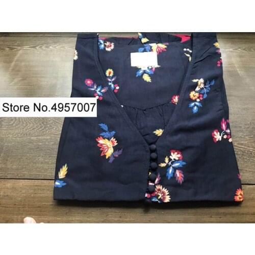 Limited Sale - Elfbop V Neck Buttoned Printed Blouse Shirt Top