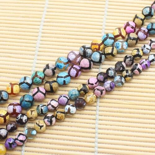 Wholesale Faceted 8,10mm Multi-Color Stripe Fire Agates Round Beads 14.5"For DIYJewelry making! Mixed wholesale for all items