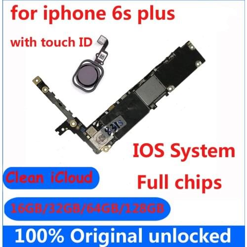 Original unlocked Motherboard for iphone 6s plus 6sp with / without Touch ID 16GB 32GB 64GB 128GB for iphone 6s plus Mainboard