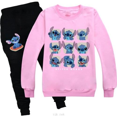 Autumn Stitch Boys and Girls Fashion Sports Suit Childrens Clothes Hoodie Tops + Pants Two-piece Clothes Set Cotton Jersey