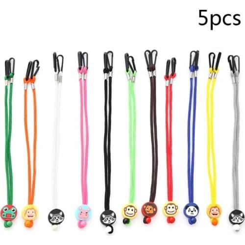 L93F 5 Pieces Kids Student Adjustable Face Mask Lanyard Cute Cartoon Animal Button Portable Mouth Cover Holder Eyeglass Hanger