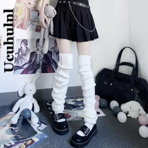 Ucuhulnl Japanese Harajuku Style Girls Autumn Winter Solid Color Knitted Leg Cover Leg Warmer Socks Heap Heap Socks
