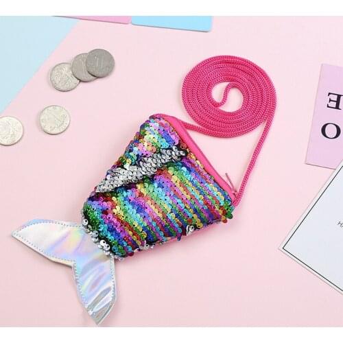 Baby Girls Cartoon Mermaid Fish Tail Shape Bags 2021 New Fashion Kids Toddler Cute Sequins Accessories Children Casual Clothing