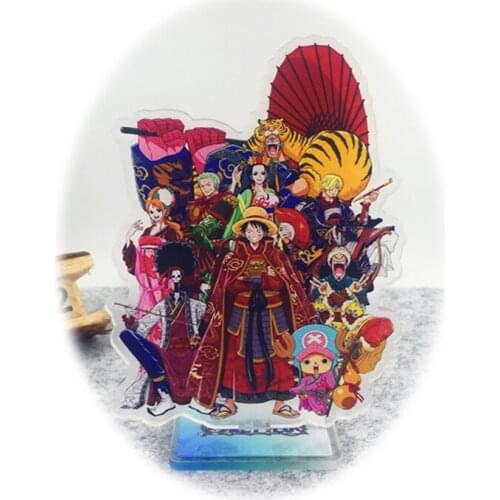 Japanese Anime One Piece Acrylic Figure Cosplay Luffy Zoro Sanji Nami Printed Red Shirt Stand Model Toys Kawaii Accessories Gift