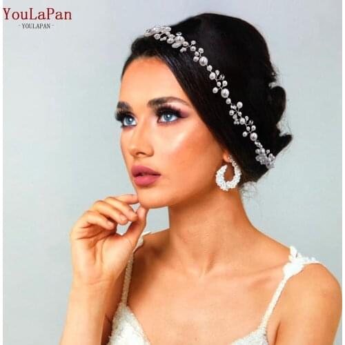 YouLaPan HP03 Pearl Bridal Headbands Handmade Bridal Headpiece Simple Bridal Headband Wedding Hair Accessories Tiara Vine