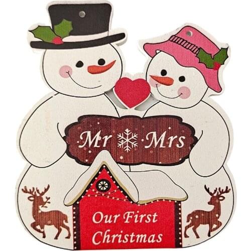 1pcs Christmas Ornaments Red Snowman Christmas Tree Decoration Wooden Farmhouse Hanging Crafts