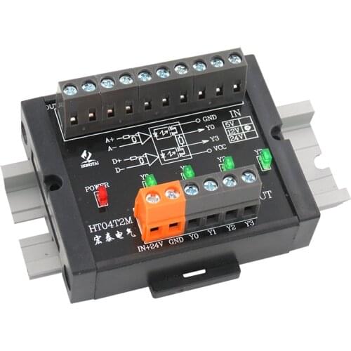 3 or 4 channels Differential to Push-pull HTL TTL Signal PNP/NPN Converter for Encoder to PLC counters 2MHz 5V 24V