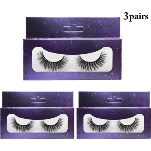 3 Pairs Kapmore Women Girls Cross Eyelashes Thick Natural False Eyelashes Beauty Reusable Fake Lashes DIY Makeup Tool