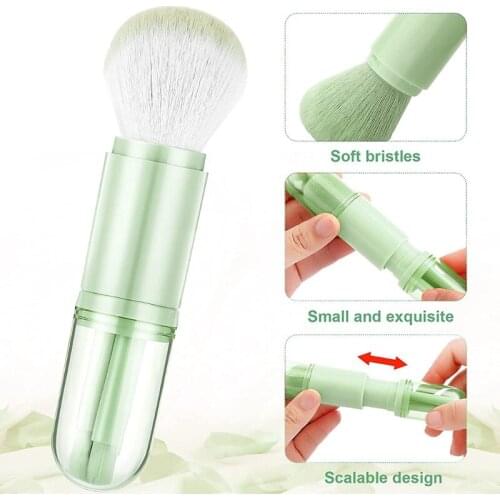 4 in 1 Professional Tool Portable Retractable Makeup Brush Set for Lip Eyeliner Eye Shadow Travel Outdoor Handle Q81B