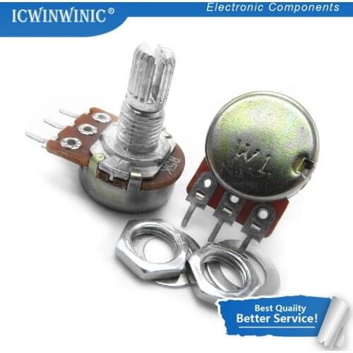 5piece 5K ohm WH148 B5K 3pin Potentiometer 15mm Shaft With Nuts And Washers Hot In Stock