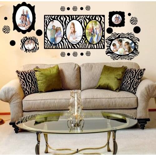 Large Zebra Print Photo Picture Frames Wall Sticker Bedroom Living Room Photo Frames polka dots Wall Decal Kids Room Vinyl Decor