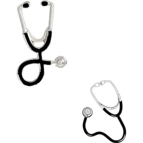 Black Stethoscope Brooch Collar Corsage Shirt bag cap Jackets Pin Gift for Doctors Nurse Physicians Medical Student