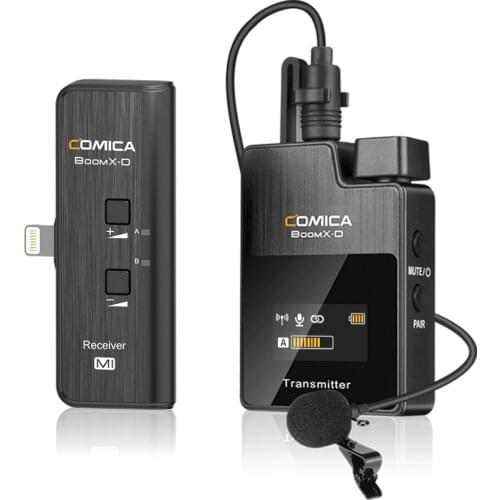 Comica BoomX D MI1/2 2.4G Digital Wireless Microphone For iphone Smartphones iOS Video recording vs RODE GO Mic
