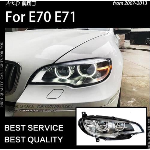 AKD Car Styling Head Lamp for E71 E70 Headlights 2007-2013 X5 X6 Angel Eye Headlight LED DRL Signal Lamp Hid Auto Accessories