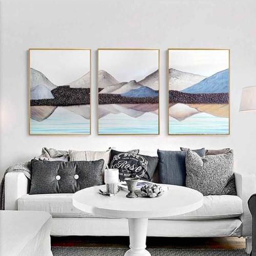 HAOCHU Lake View Inverted Image Canvas Painting For Living Room Home Decor Painting Print Poster Simple Nordic Wall Picture