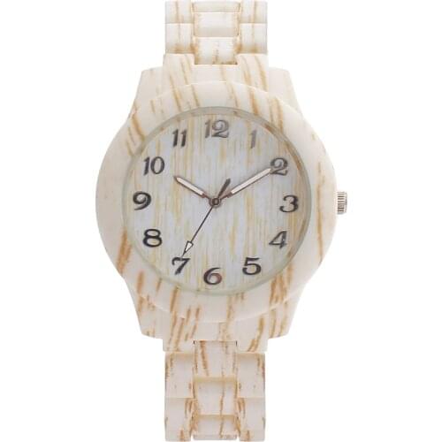 Jessingshow Fashion Luxury Printed Silicone Strap Clock Quartz Ladies Watch Women Wood Pattern Multi-Color Casual Wristwatch