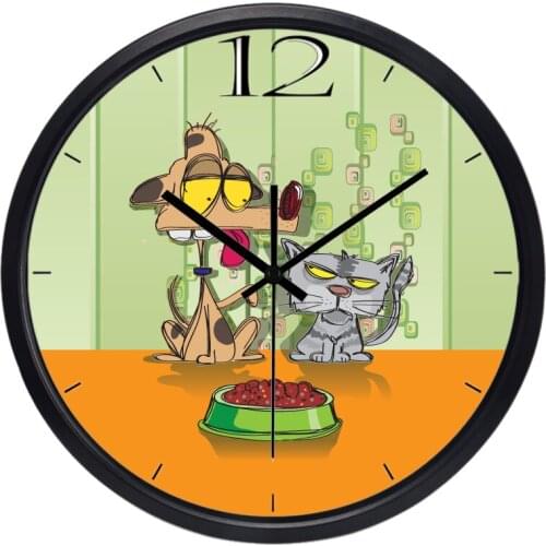 Creative Cartoon Despise Funny Animal Expressions Wall Clock, Cat and Dog Lovely Clock