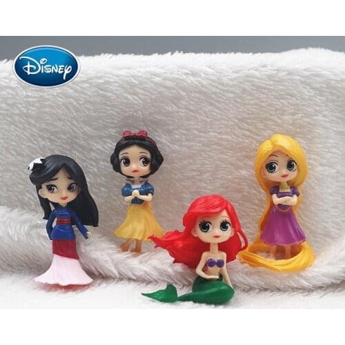 Disney 4pcs toy mini princess doll pendant diy accessories material jewelry accessories doll keychain