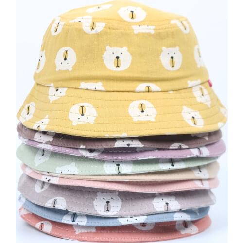 Summer Child Fisherman Hat Foldable Cartoon Bucket Hat Street Hip Hop Bucket Hats Caps Vintage Bear Printed Fishing Hats gorras