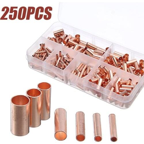 250PCS Copper Connecting Pipe Wire Joint Small Copper GT 1-6mm Copper Hole Connecting Tube Wire Connector Hardwares Fitting