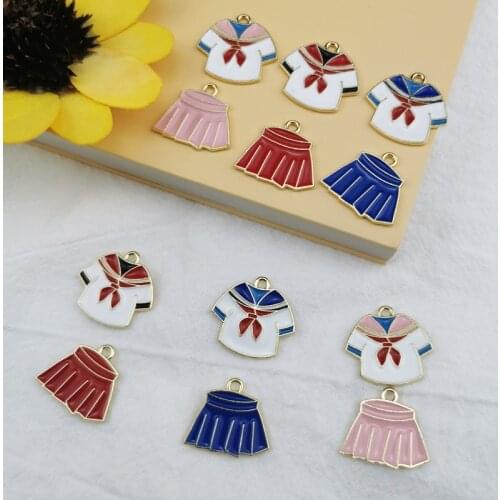MuhNa 10pcs Enamel Preppy Suit Design Metal Charms Fit DIY Jewelry Accessory School Uniforms Skirt Earring Bracelet Pendants