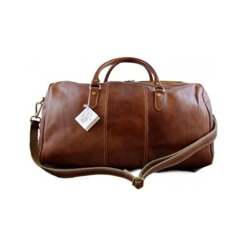 Mens leather duffle bag light brown shoulder bag travel bag luggage weekender carryon cabin bag