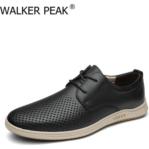 Mens Genuine Leather Casual Shoes Male New Fashion Lace-up Footwear Comfy Outdoor Walk Men Shoes 2021 Brand Office Shoes for Man
