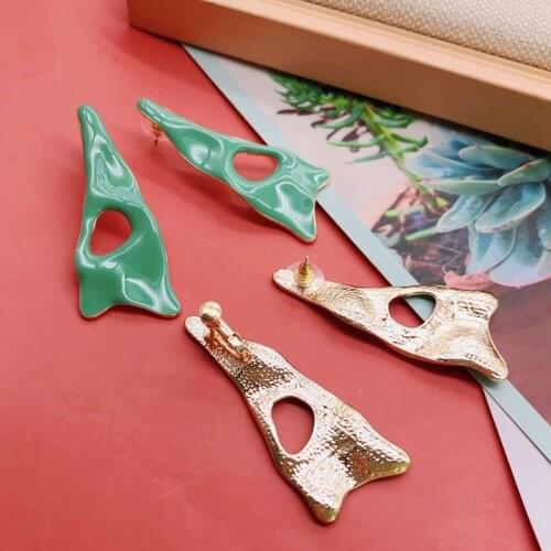 Mint Enamel Earrings Big Statement Oil Painting Jewelry Modern Party Holidays Femme