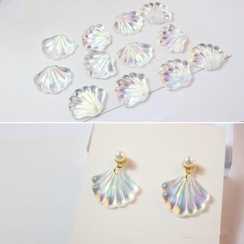 New style 40pcs/lot geometry scallop shape resin flatback beads diy jewelry stud earrings/keychain/necklace pendant accessory