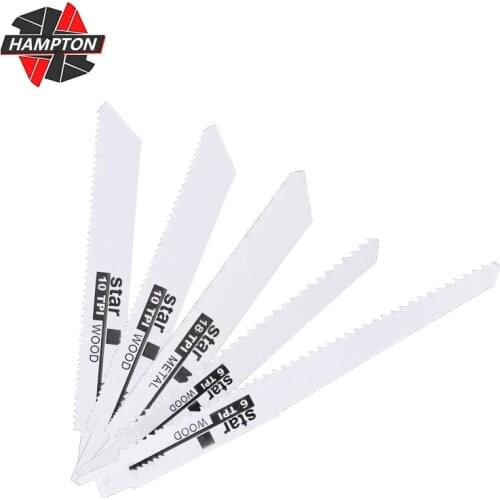 HAMPTON Jig Saw Blade 5pcs 18TPI 10TPI 6TPI Jigsaw Blade HCS Steel Saw Blade for Cutting Wood Metal Reciprocating Saw Blade