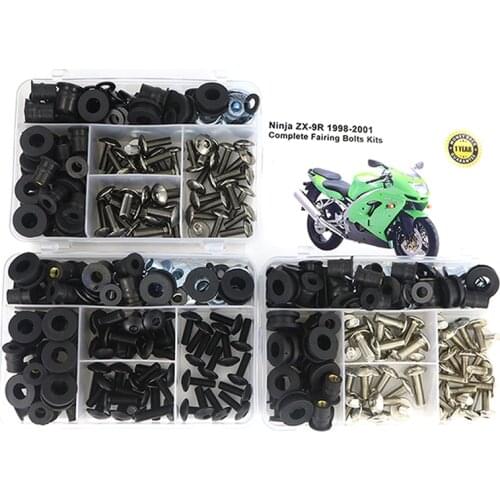 Fit Fit For Kawasaki Ninja ZX-9R 1998-2001 Motorcycle Completed Full Fairing Bolts Kit Clips Washer Fastener Steel ZX9R