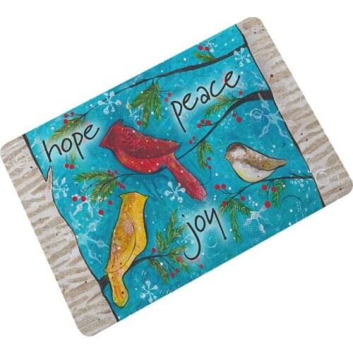 Colorful Elegant Peace Bird Painting Bath Kitchen Mat Garden Birds Floral Bathroom Door Carpet Anti Slip Rubber Floor Rug Decor