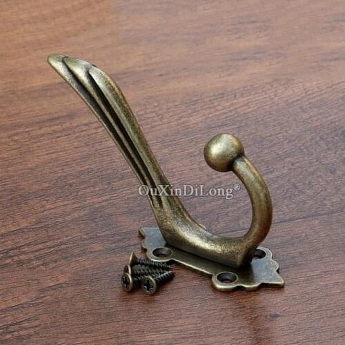 Retro Vintage 10PCS European Antique Solid Brass Robe Hooks Coat Hook Key Bag Hook Clothes Robe Hangers with Screws